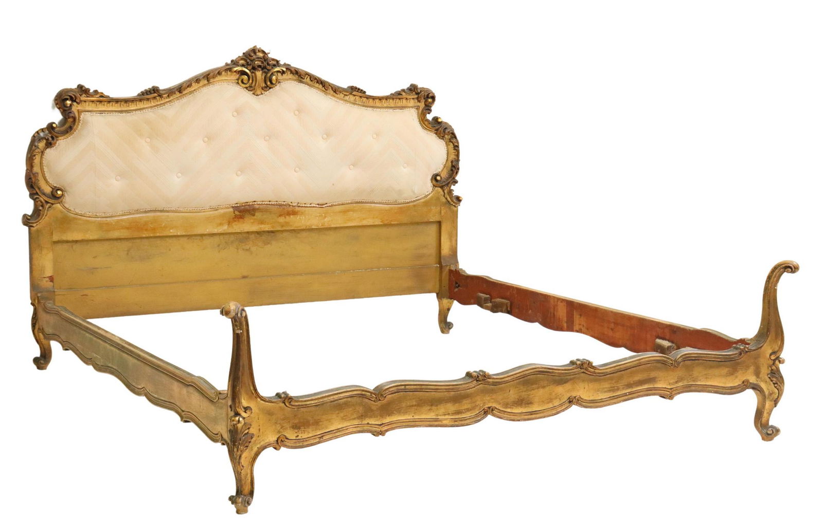 ITALIAN GILTWOOD & UPHOLSTERED BED (1 of 3)