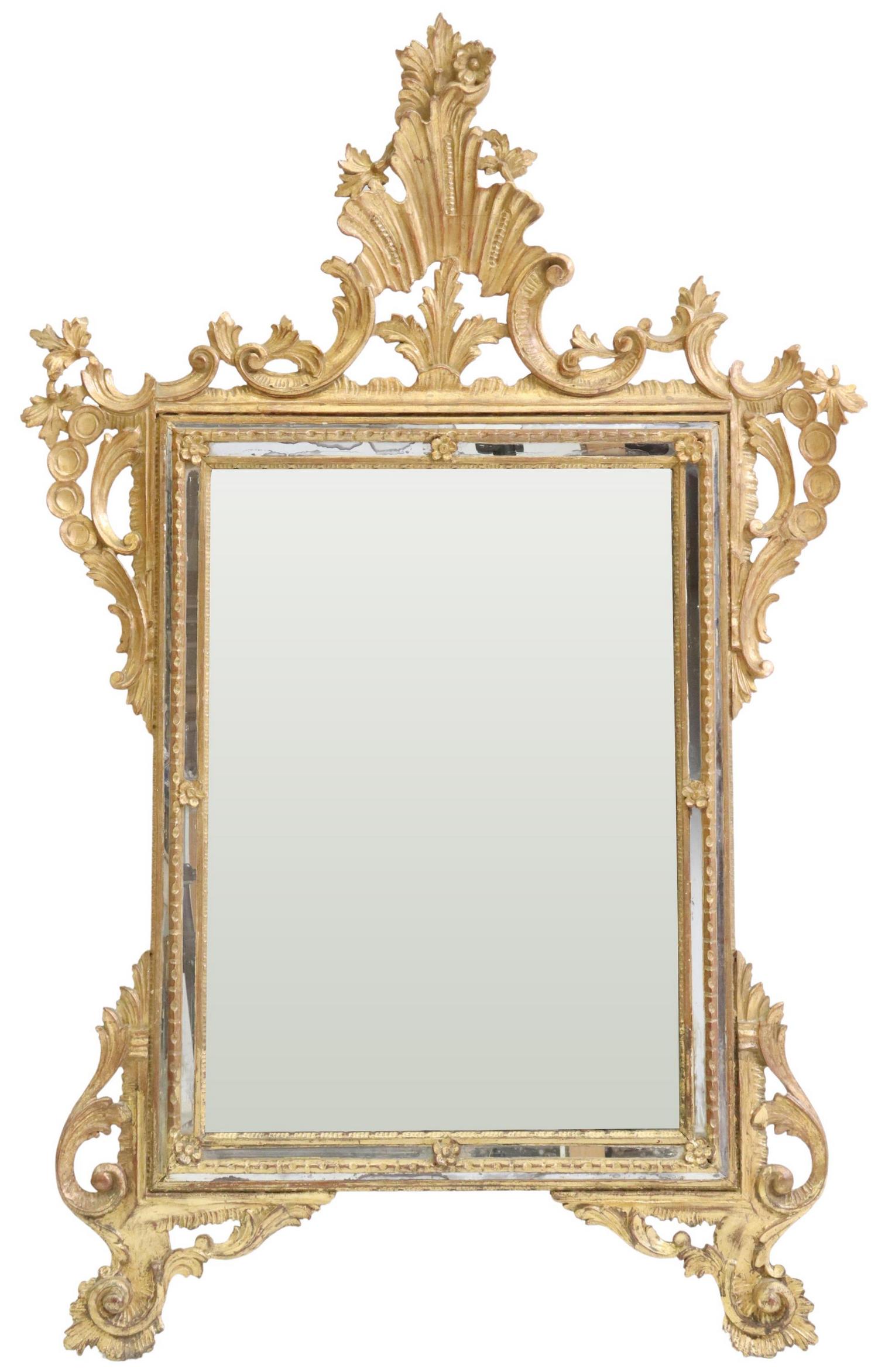ITALIAN FLORENTINE GILTWOOD MIRROR, 54.5" X 35" (1 of 3)