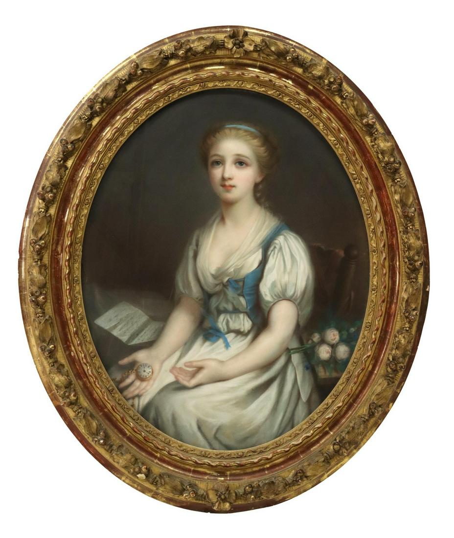 AFTER GREUZE PASTEL DRAWING LA VERTU CHANCELANTE (1 of 2)