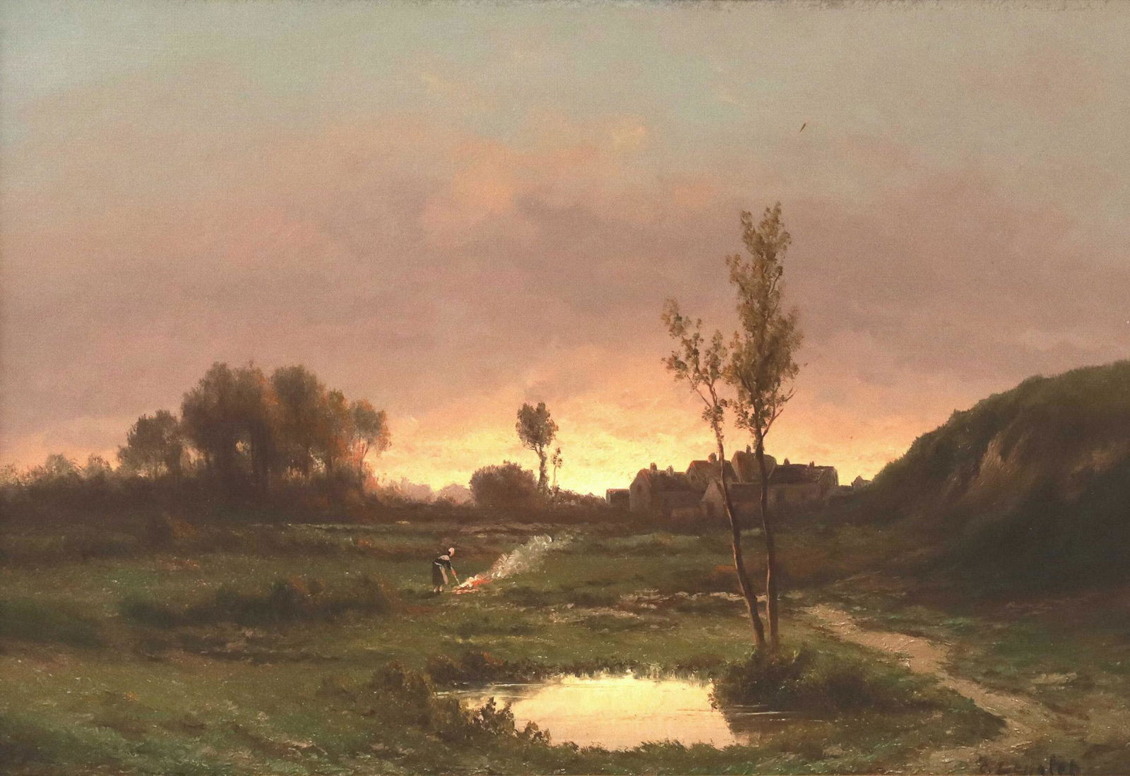 CHARLES ANTOINE LENGLET (D1855) PASTORAL LANDSCAPE (1 of 4)
