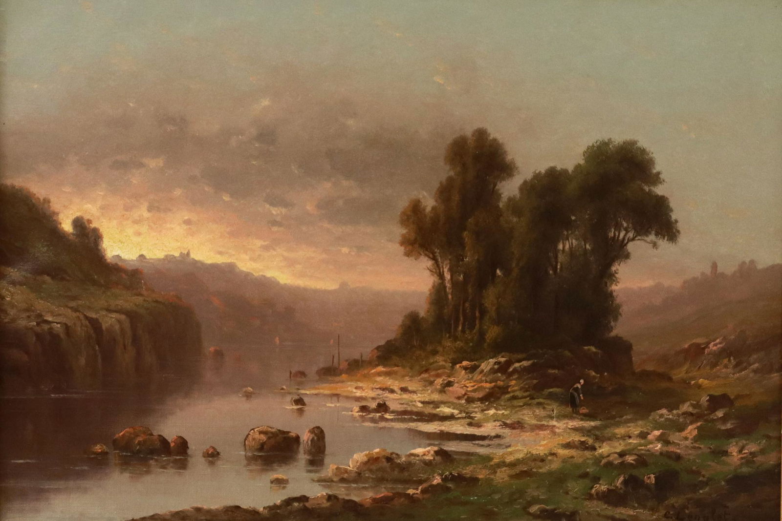 CHARLES ANTOINE LENGLET (D1855) PASTORAL LANDSCAPE (1 of 4)
