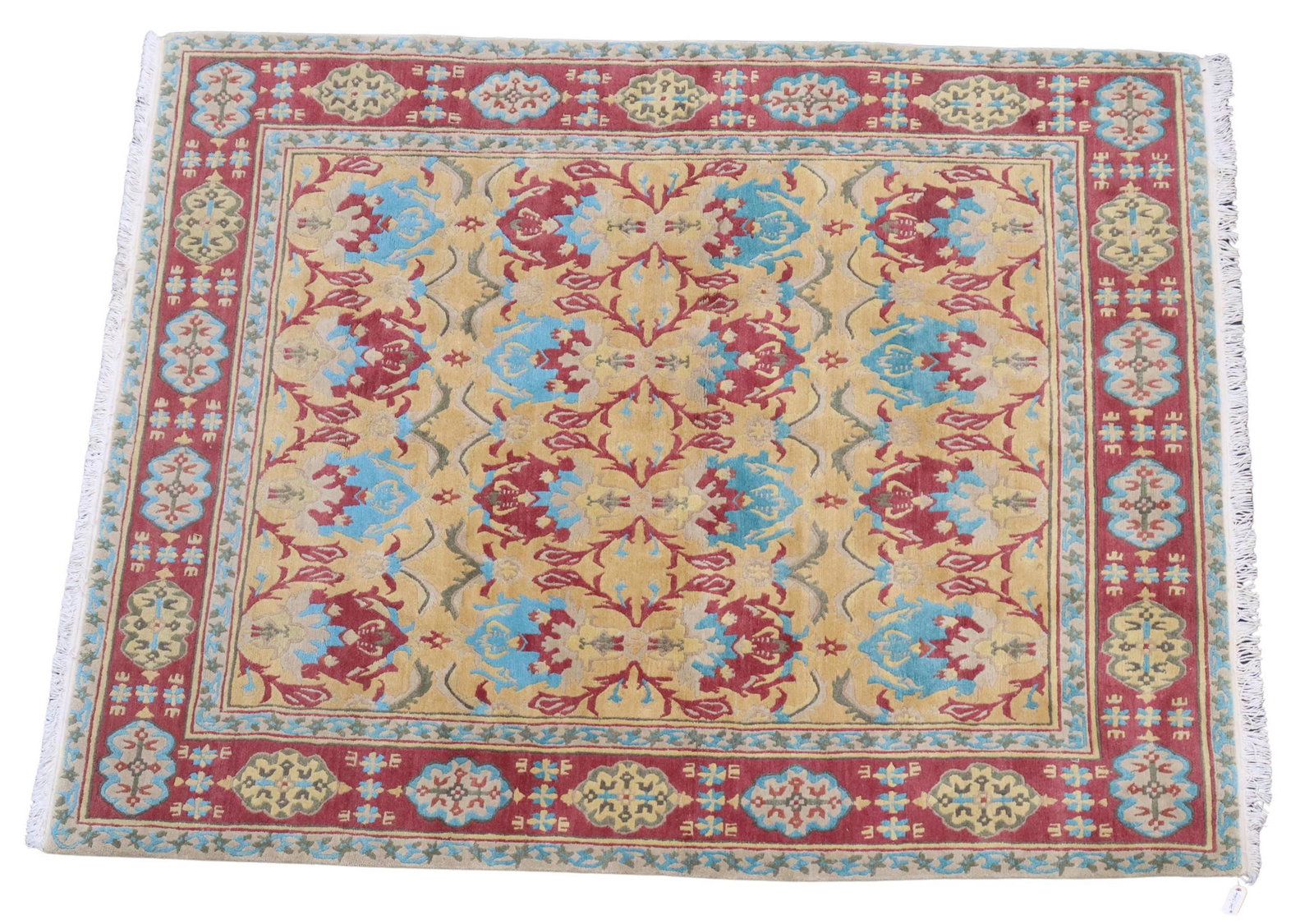 HAND-TIED TIBETAN RUG, 9'9.25" X 8'1.5": Hand-tied Tibetan rug, approx 9'9.25"l, 8'1.5"w **Provenance: An important San Antonio estate** Start Price: $200.00