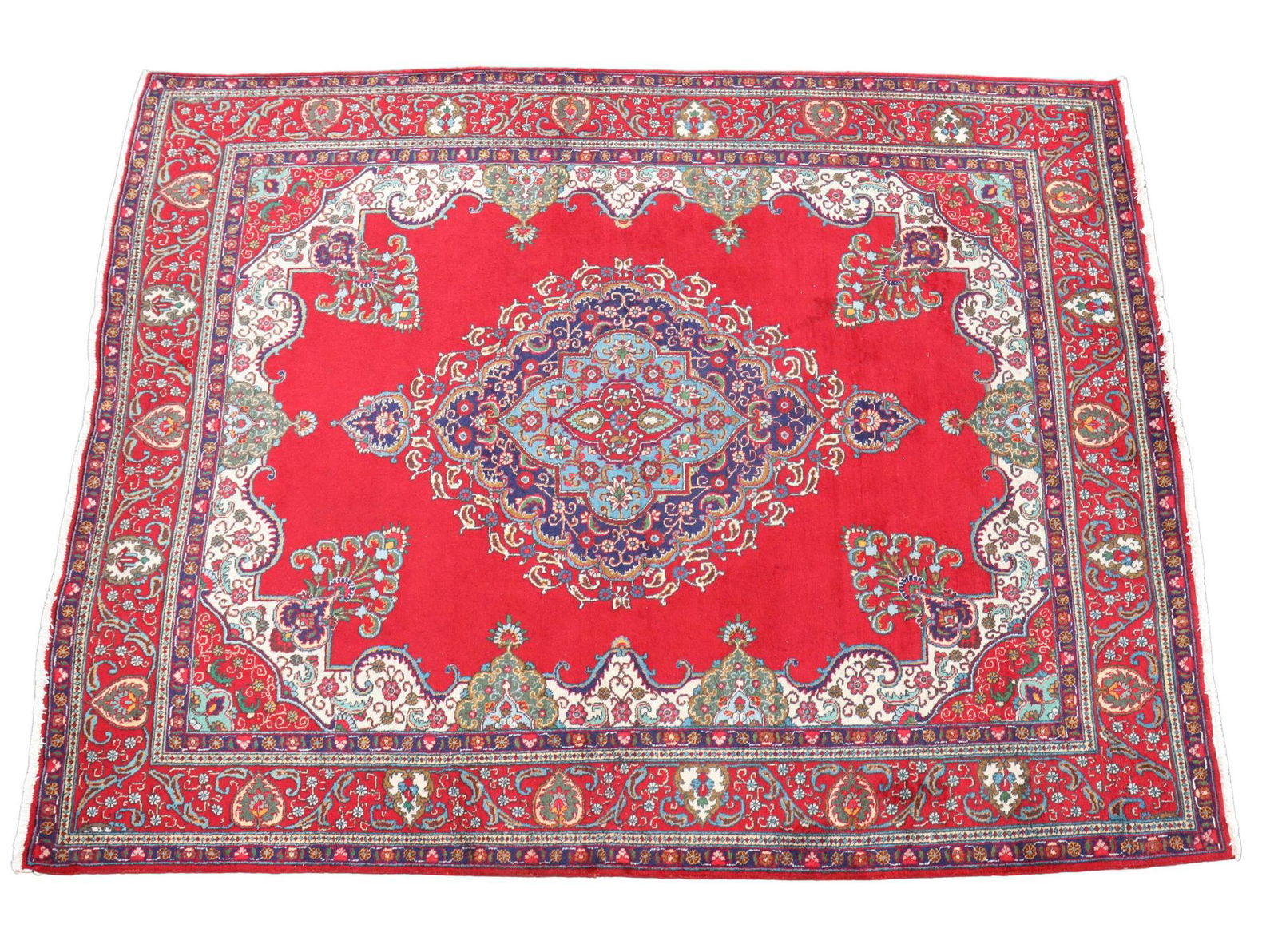 HAND-TIED PERSIAN TABRIZ RUG, 12'0.5" x 9'9" (1 of 3)