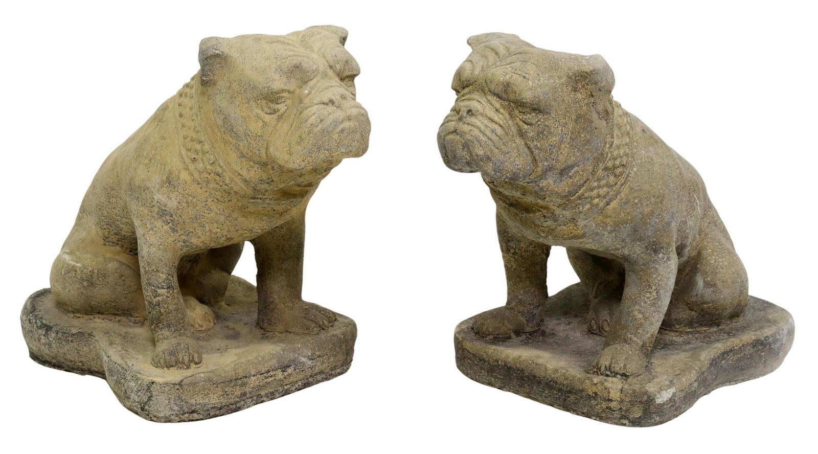 (2) CAST STONE SEATED BULLDOG GARDEN FIGURES (1 of 3)