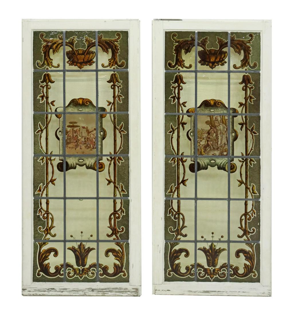 2) CONTINENTAL STAINED LEADED GLASS WINDOWS/ DOORS (1 of 4)