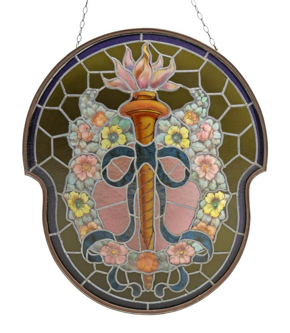 ARCHITECTURAL STAINED & LEADED GLASS WINDOW TORCH (1 of 2)