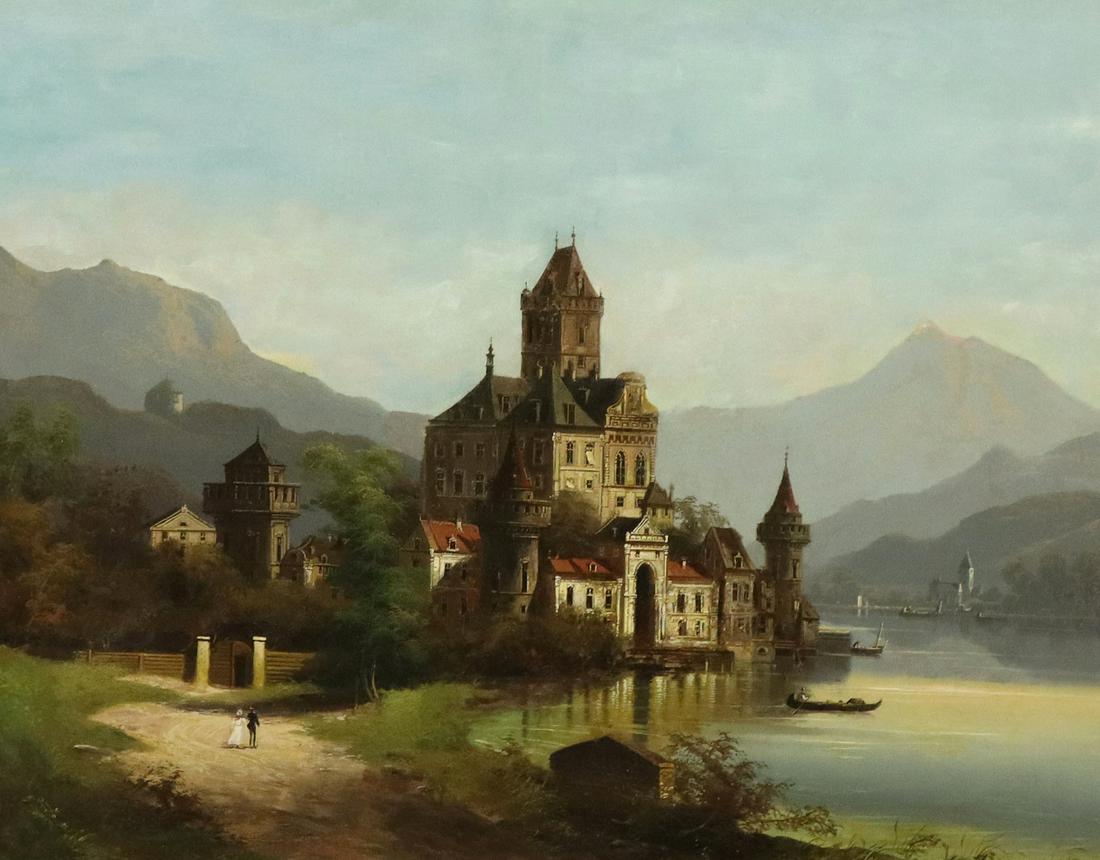 ARNOLD MEERMANN (1829-1908) ALPINE LAKE CHATEAU (1 of 4)