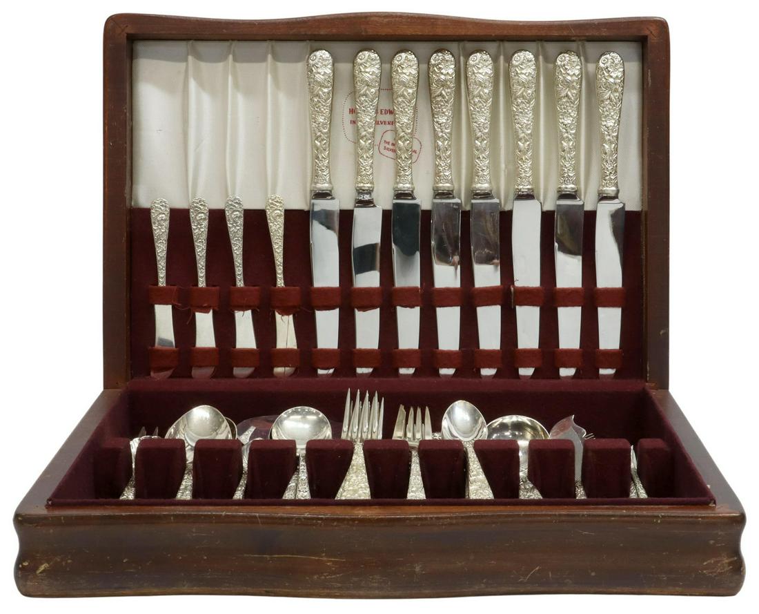 58) S. KIRK & SON 'REPOUSSE' STERLING FLATWARE SET (1 of 4)