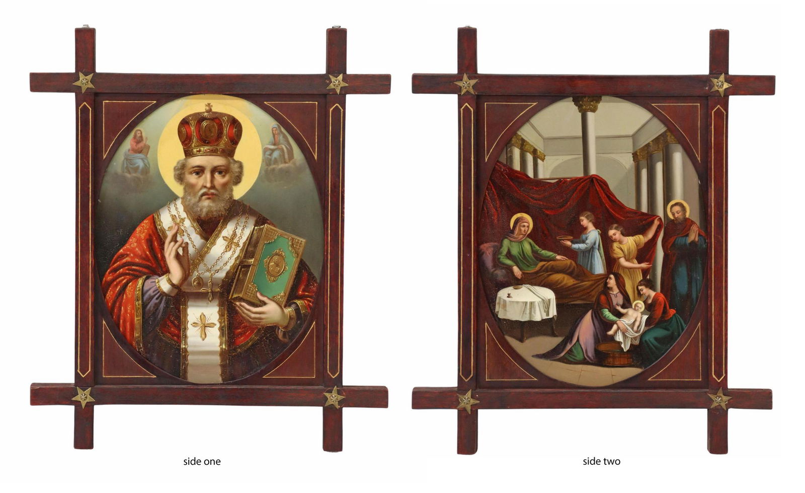 DOUBLE-SIDED OIL ON METAL ST NICHOLAS & NATIVITY (1 of 5)