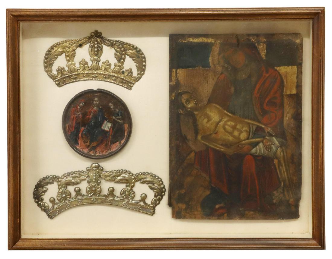 SHADOWBOX FRAMED RELIGIOUS ICONS PIETA & DEESIS (1 of 5)