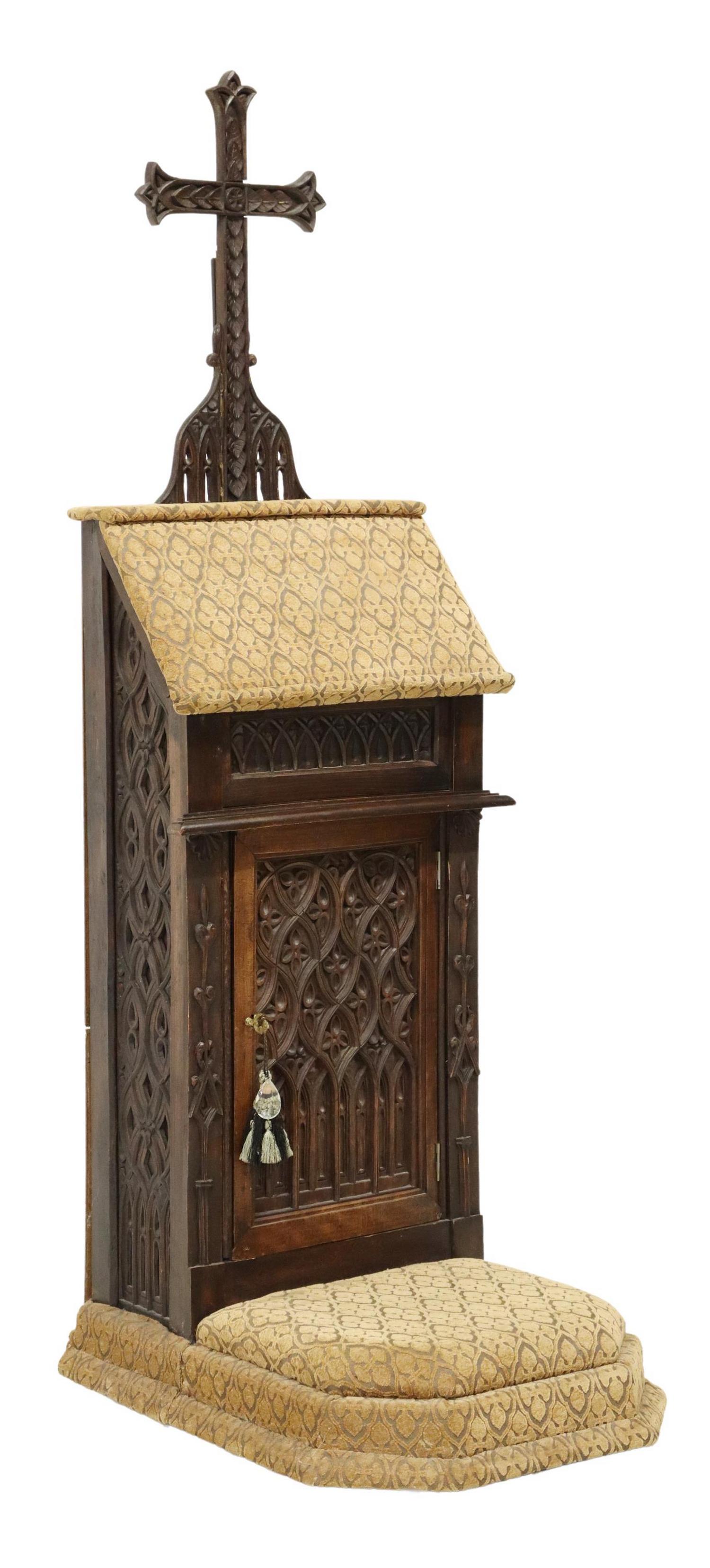GOTHIC REVIVAL PRIE-DIEU PRAYER KNEELER CABINET (1 of 4)