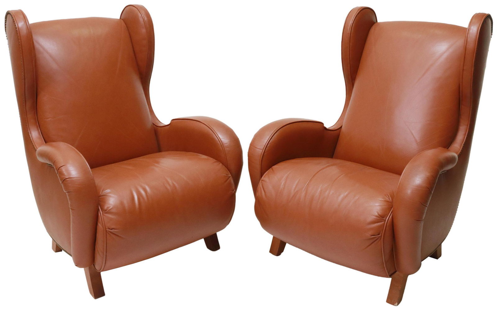 (2) ALEXANDER JULIAN LEATHER WINGBACK ARMCHAIRS (1 of 4)