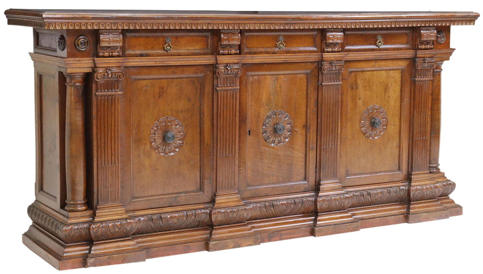 MONUMENTAL ITALIAN TUSCAN STYLE WALNUT SIDEBOARD (1 of 6)