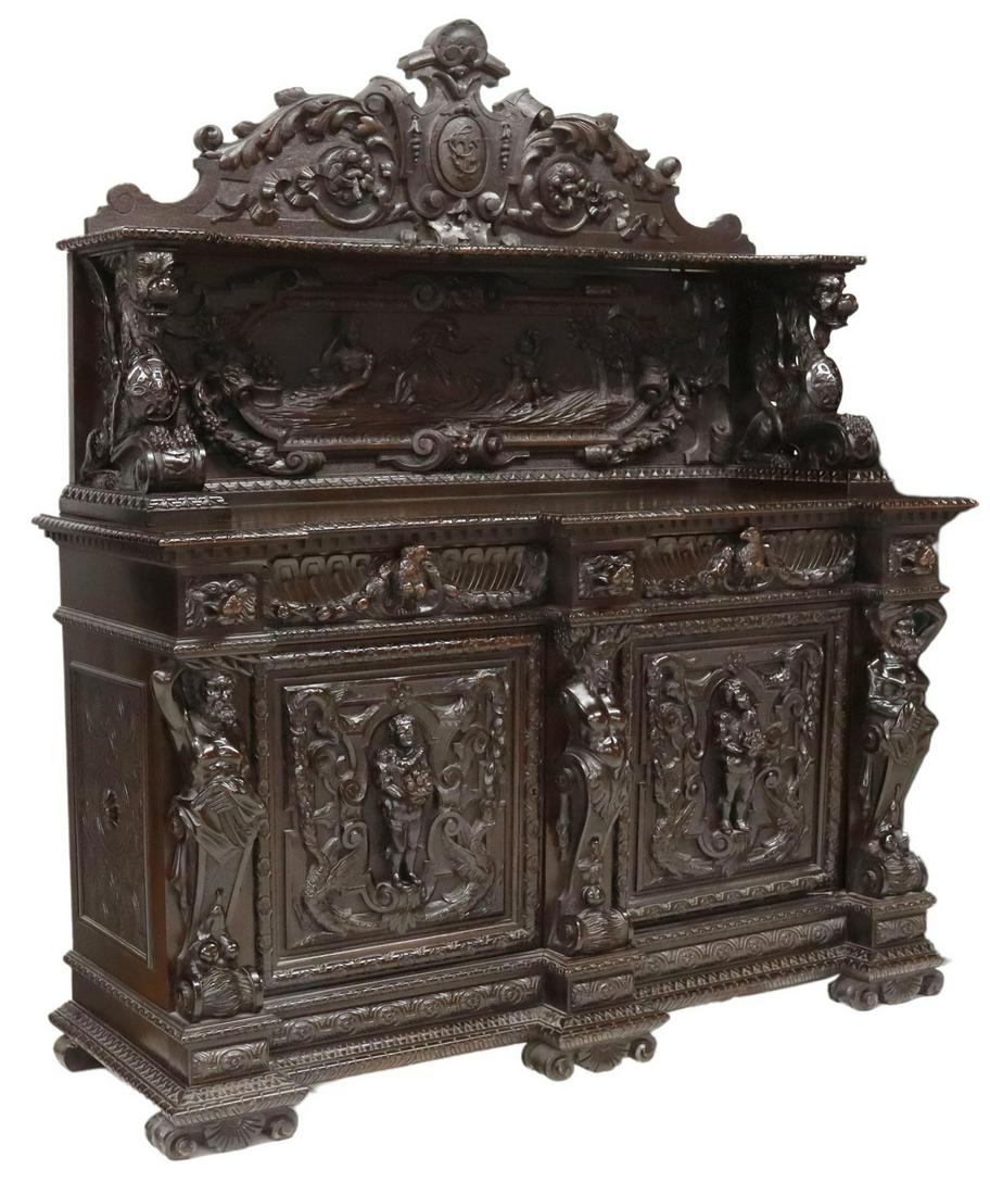 ITALIAN RENAISSANCE REVIVAL EBONIZED SIDEBOARD (1 of 8)