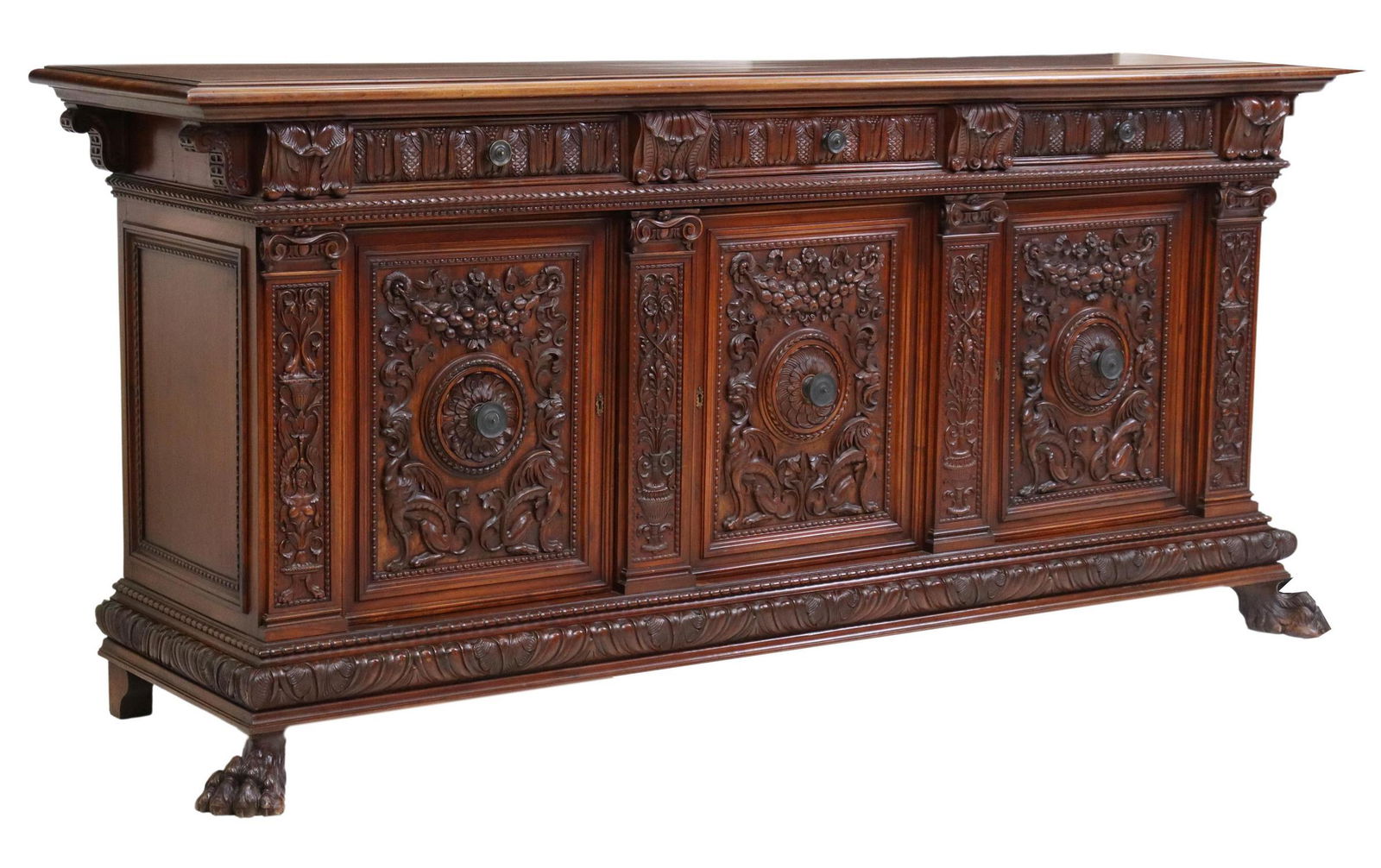 ITALIAN RENAISSANCE REVIVAL WALNUT SIDEBOARD (1 of 6)