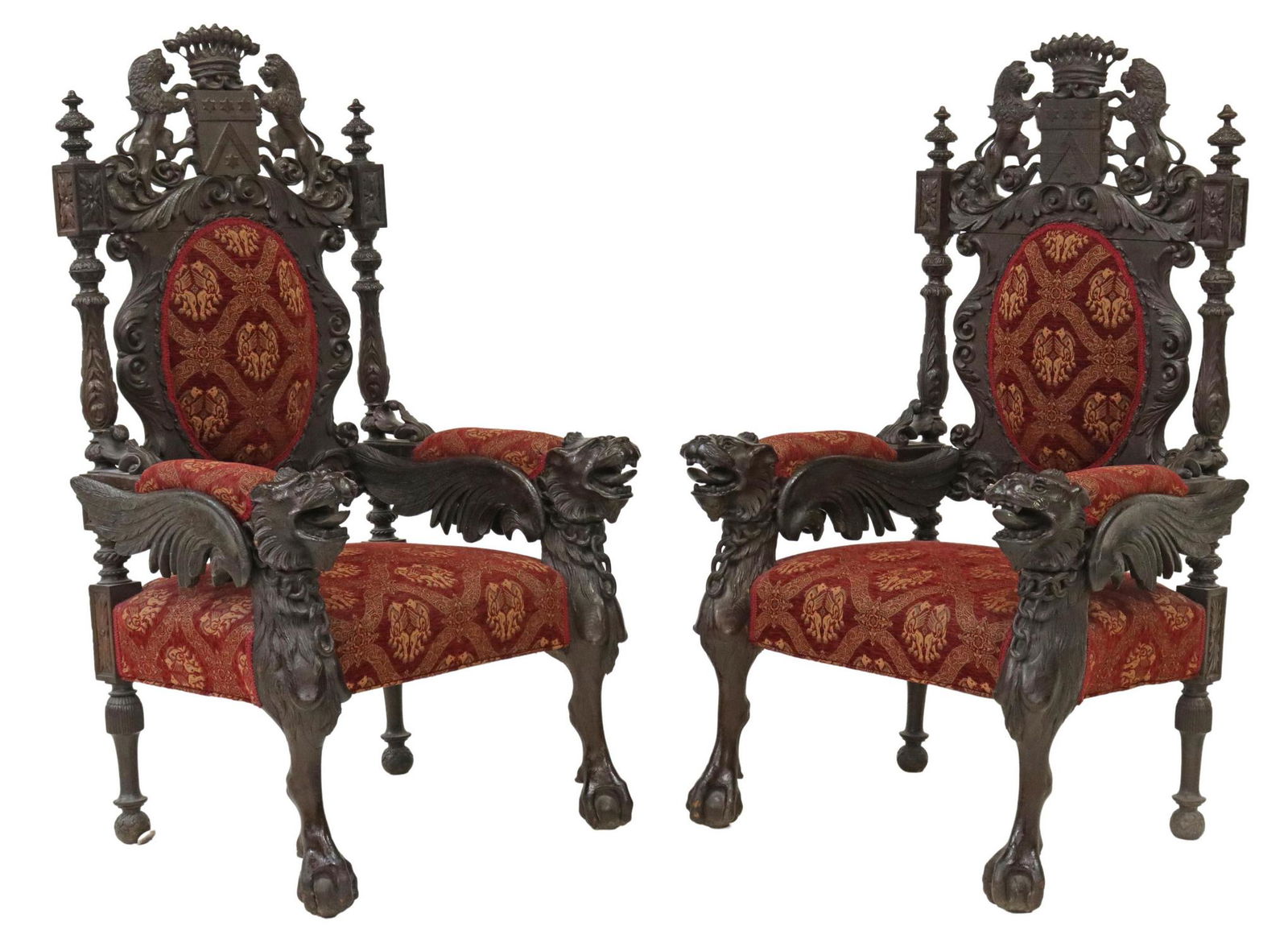 (2) RENAISSANCE REVIVAL WINGED LION ARMCHAIRS (1 of 5)