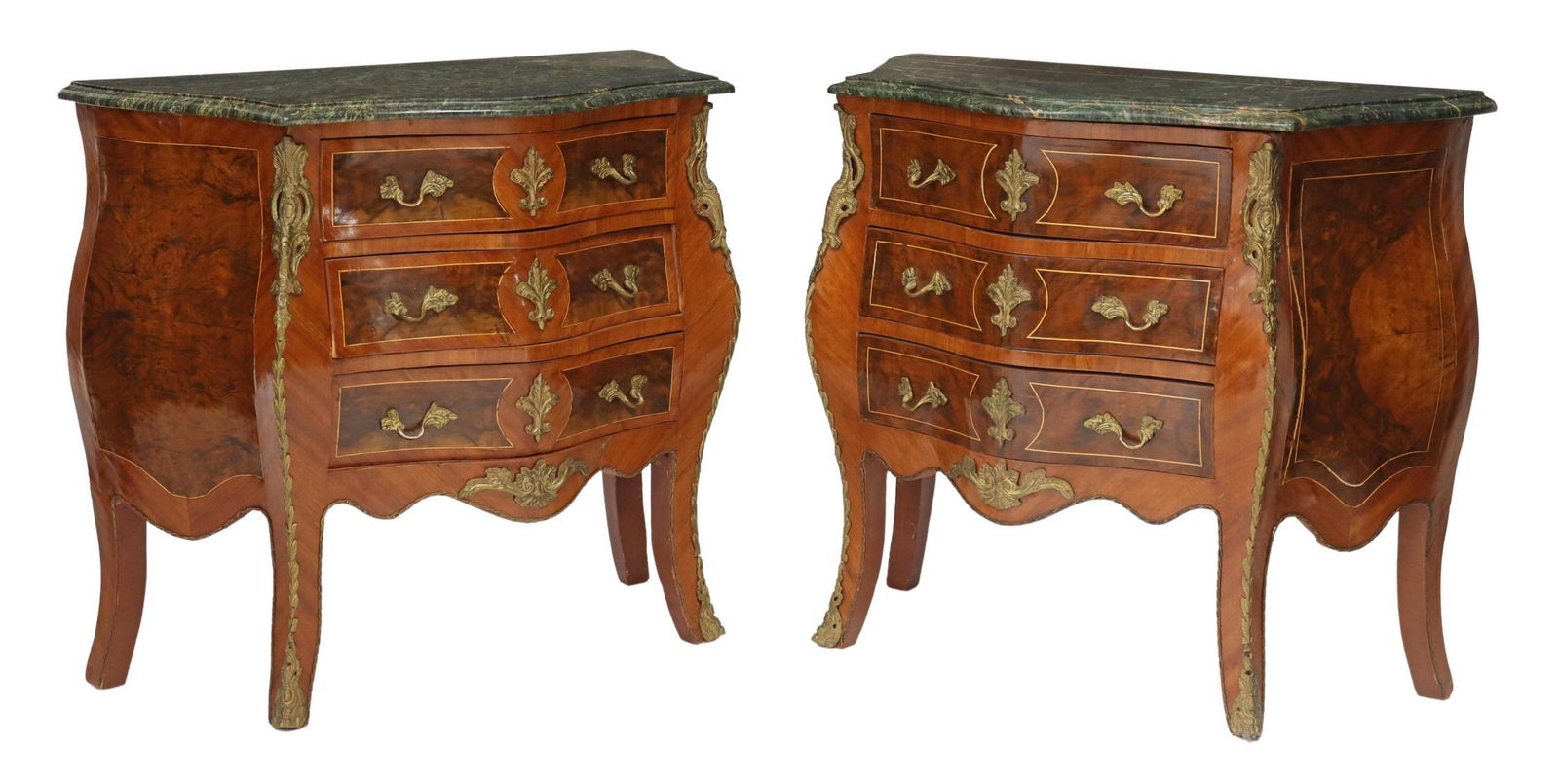 (2) FRENCH LOUIS XV STYLE MARBLE-TOP COMMODES (1 of 5)