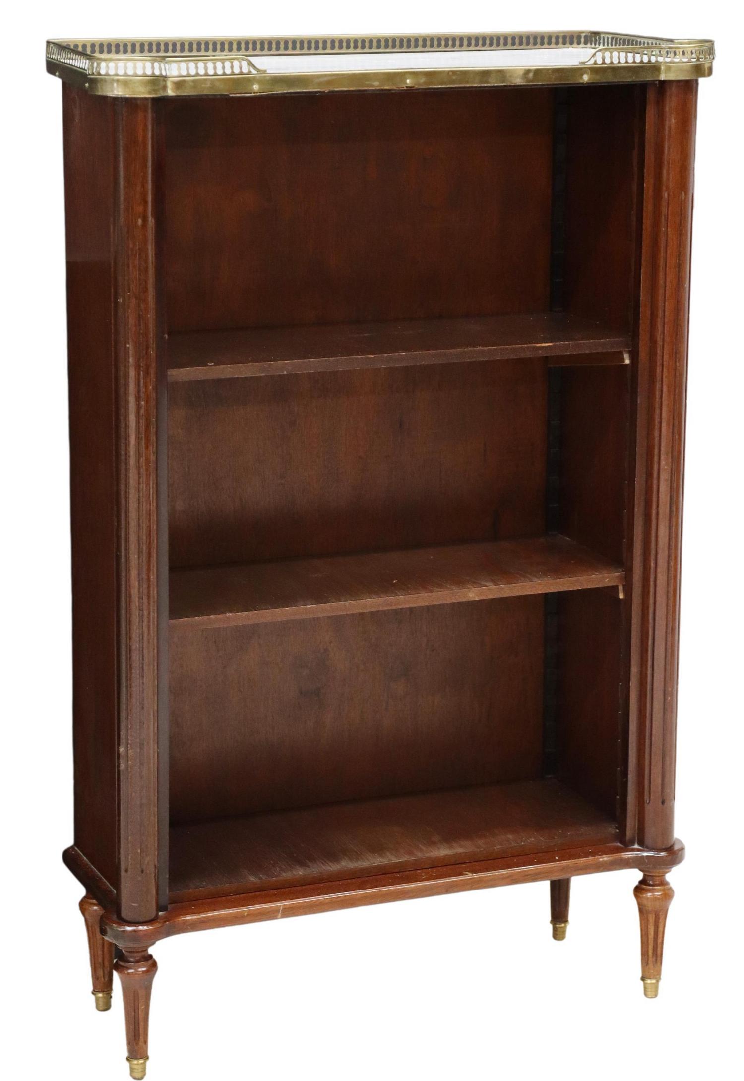 LOUIS XVI STYLE MARBLE-TOP MAHOGANY BOOKCASE (1 of 4)