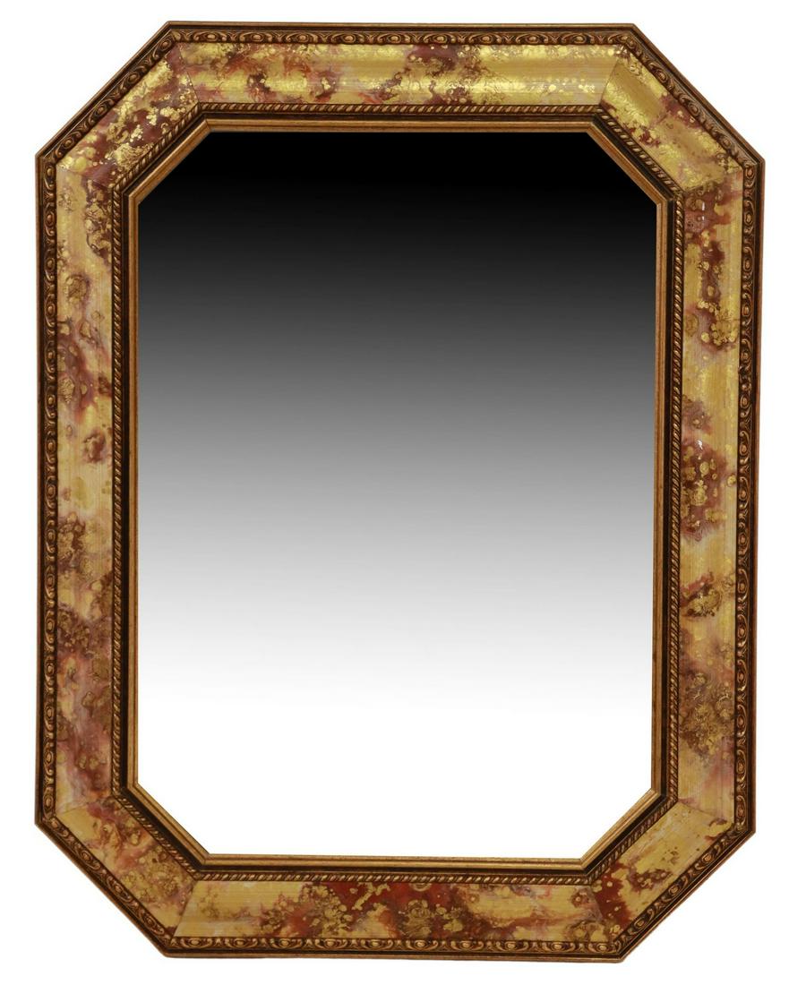 ITALIAN MARBELIZED & PARCEL GILT BEVELED MIRROR (1 of 3)