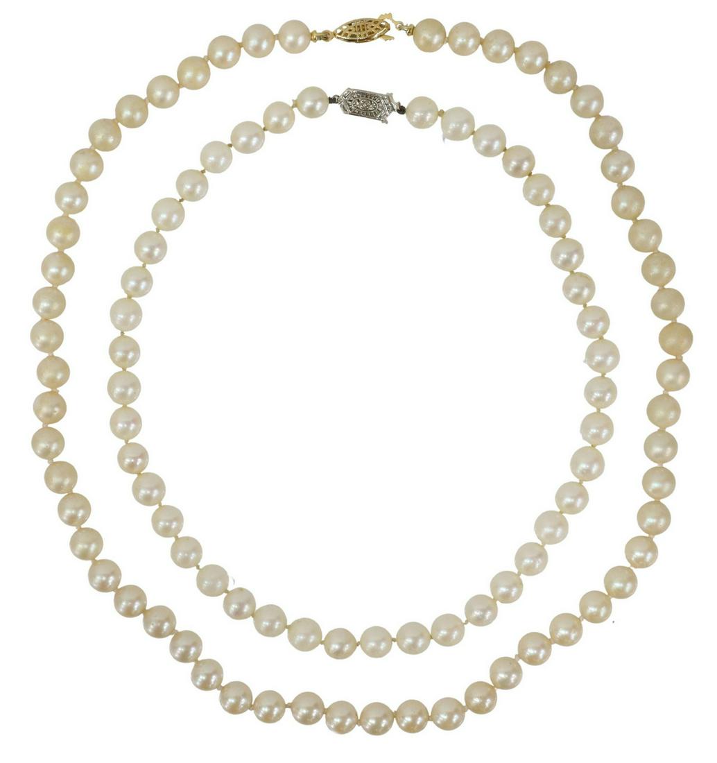 (2) ESTATE PEARL NECKLACES (1 of 4)