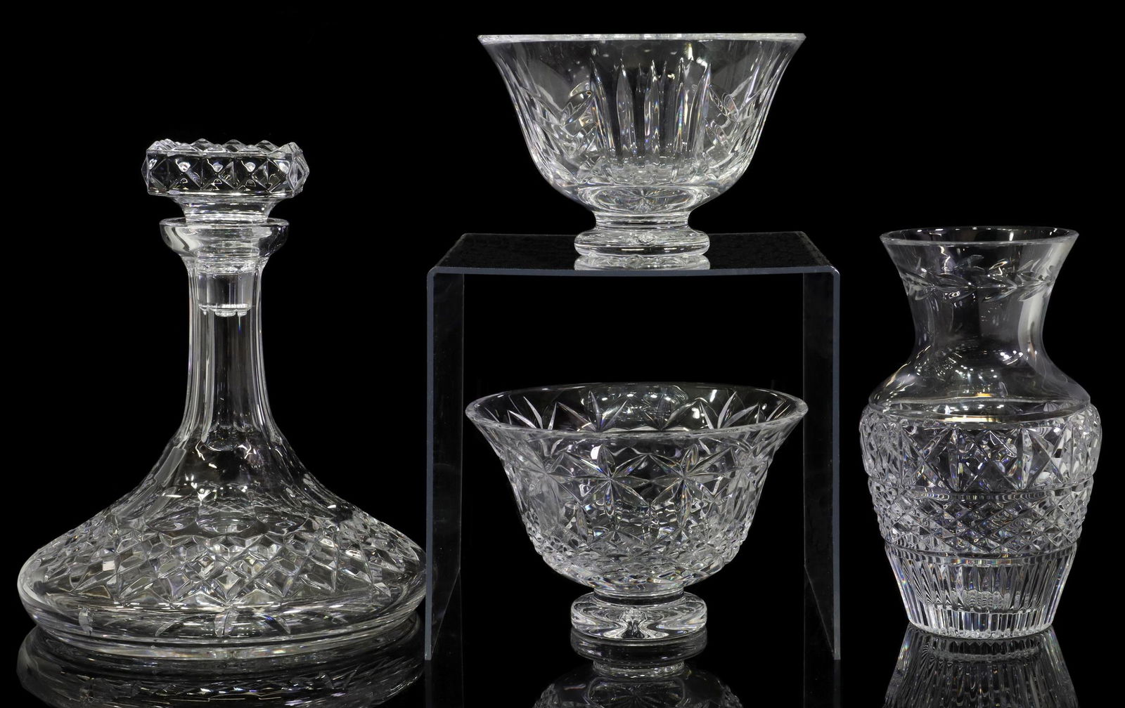 (4) WATERFORD SHIPS DECANTER, VASE & FOOTED BOWLS (1 of 4)