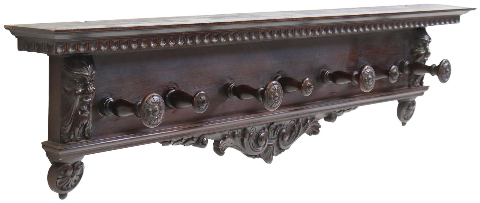 ITALIAN RENAISSANCE REVIVAL WALL-MOUNTED COAT RACK (1 of 4)