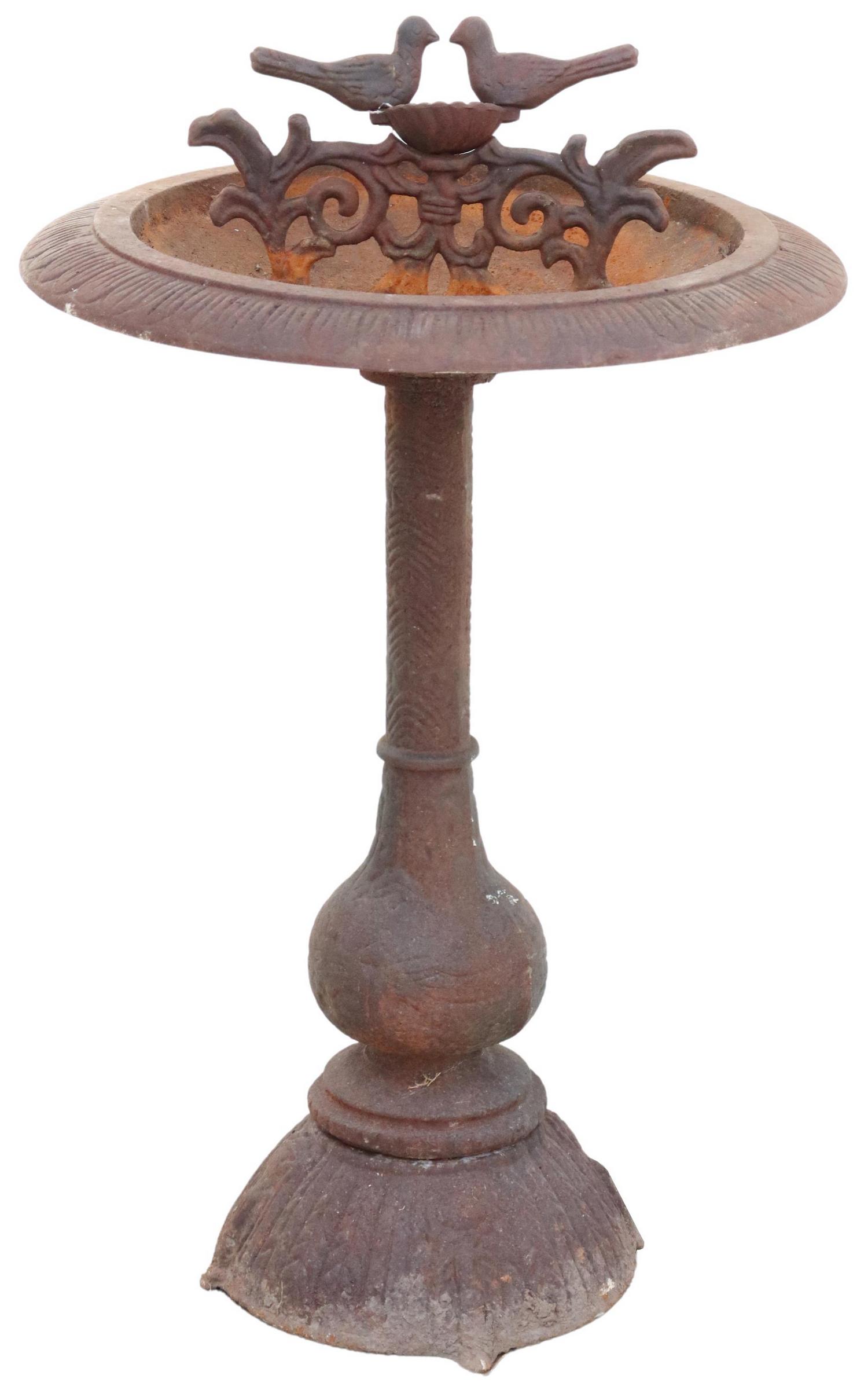 CAST IRON BIRD BATH FIGURAL BIRDS ON STAND (1 of 3)