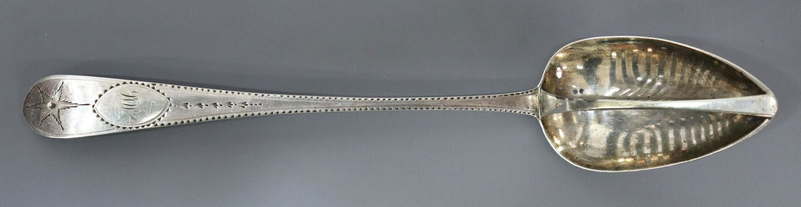 IRISH ARTHUR MURPHY STERLING STRAINING SPOON, 1806 (1 of 5)
