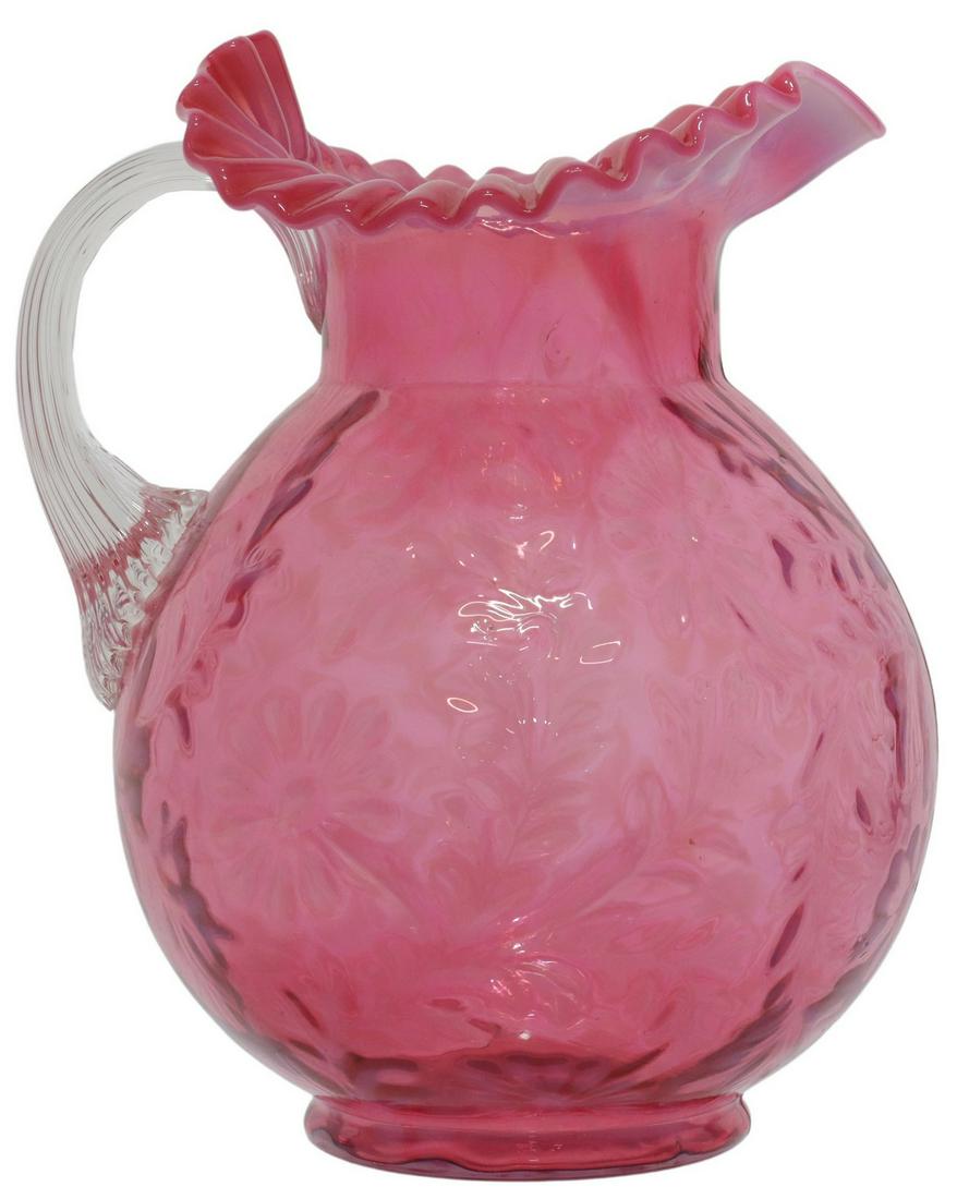 DAISY & FERN CRANBERRY OPALESCENT GLASS PITCHER (1 of 8)