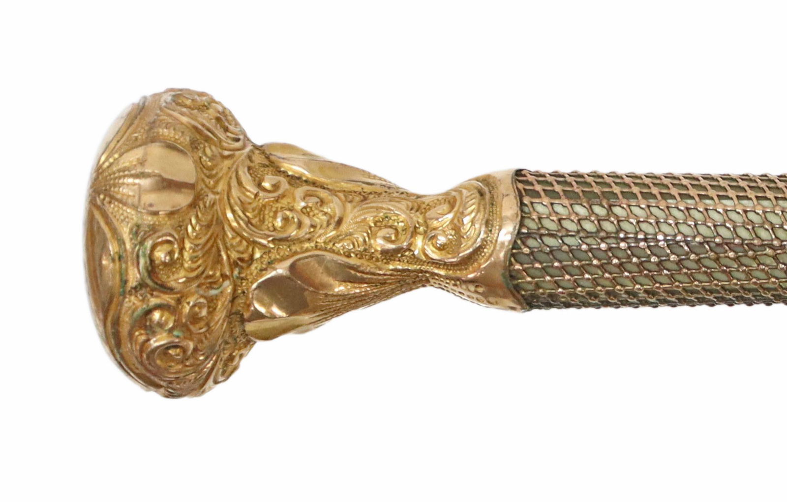 ANTIQUE VICTORIAN GOLD-PLATED UMBRELLA HANDLE (1 of 7)