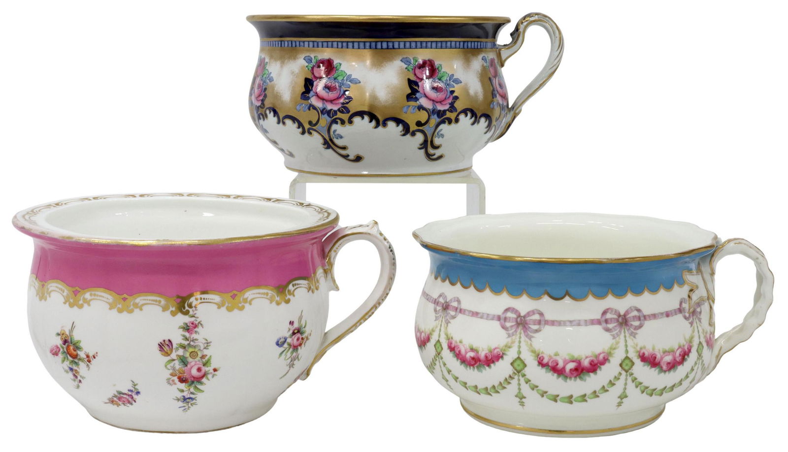 (3) ENGLISH VICTORIAN PARCEL GILT CHAMBER POTS (1 of 5)