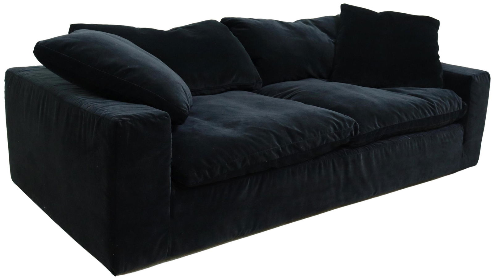RESTORATION HARDWARE BLACK VELVET 'CLOUD' SOFA (1 of 4)