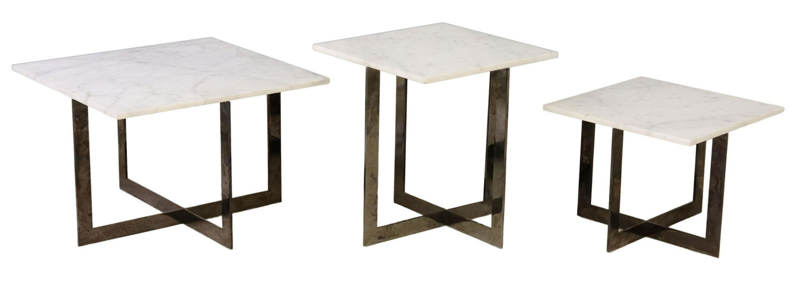 MOLTENI & C MARBLE-TOP & CHROMED SIDE TABLES (1 of 5)