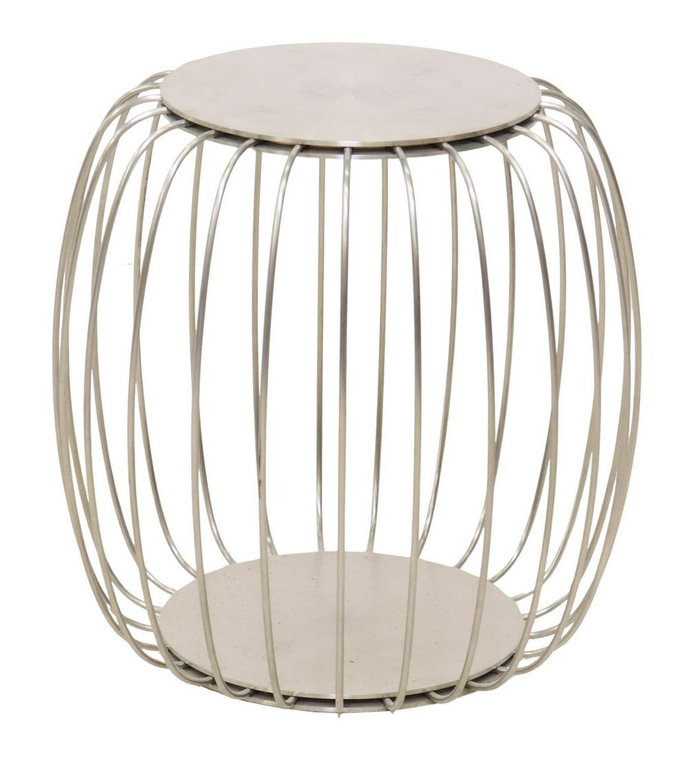 CONTEMPORARY CHROMED STEEL CAGE SIDE TABLE (1 of 3)