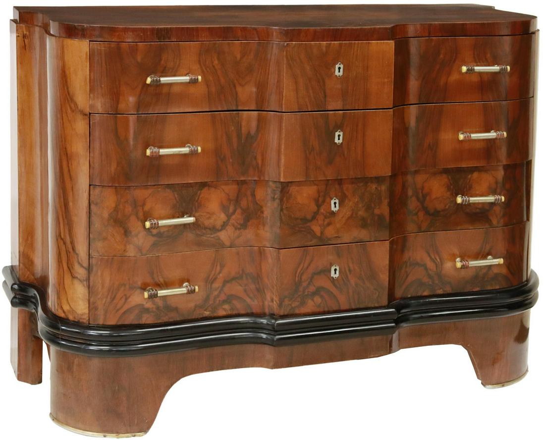 ITALIAN ART DECO BURLWOOD FOUR-DRAWER COMMODE (1 of 5)