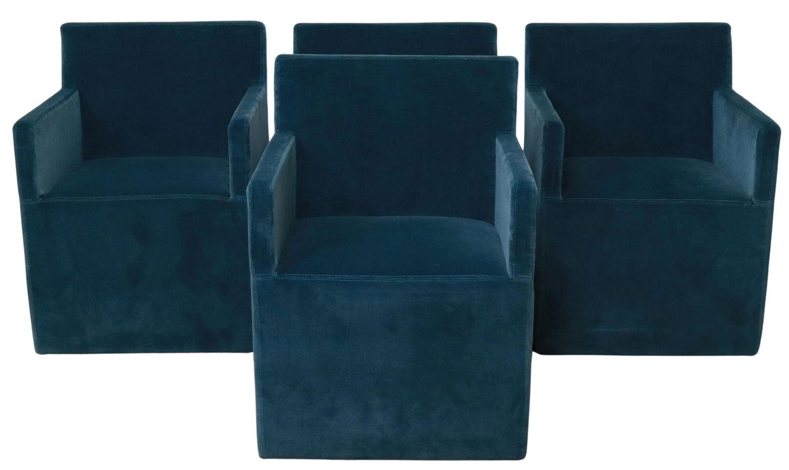 (4) RESTORATION HARDWARE BLUE VELVET ARMCHAIRS (1 of 5)