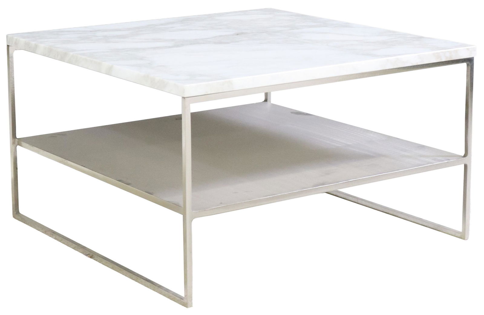 ITALIAN MINOTTI MARBLE-TOP & CHROME COFFEE TABLE (1 of 5)