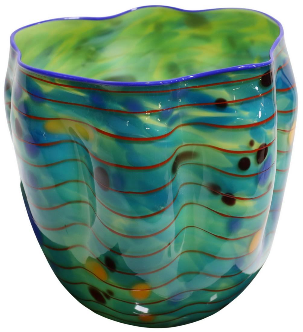 DALE CHIHULY (B.1941) OCEAN MACCHIA GLASS BASKET (1 of 9)