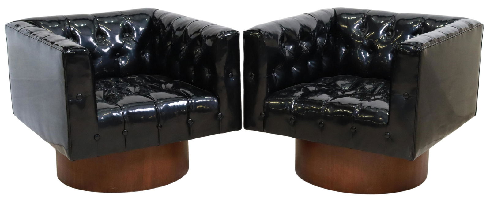 (2) MODERN BLACK BUTTONED SWIVEL ARMCHAIRS (1 of 4)