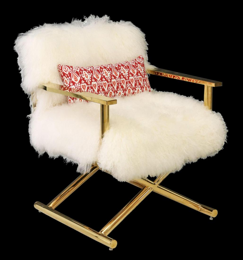 RESTORATION HARDWARE 'ALTMAN' SHEEPSKIN ARMCHAIR (1 of 3)