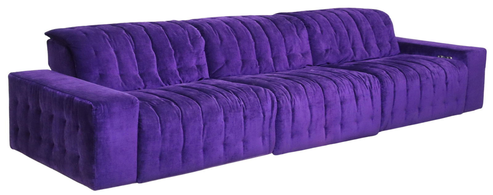 (3 PC) ROCHE BOBOIS VELVET RECLINING MODULAR SOFA (1 of 8)
