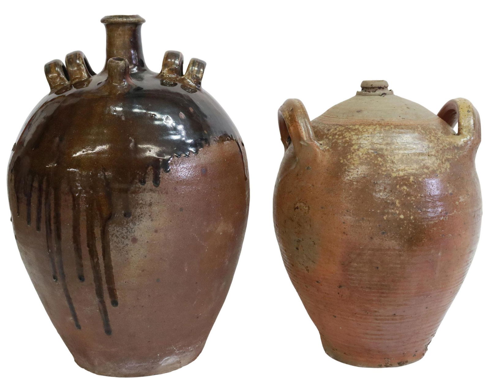 (2) FRENCH PROVINCIAL STONEWARE OIL JUGS (1 of 2)