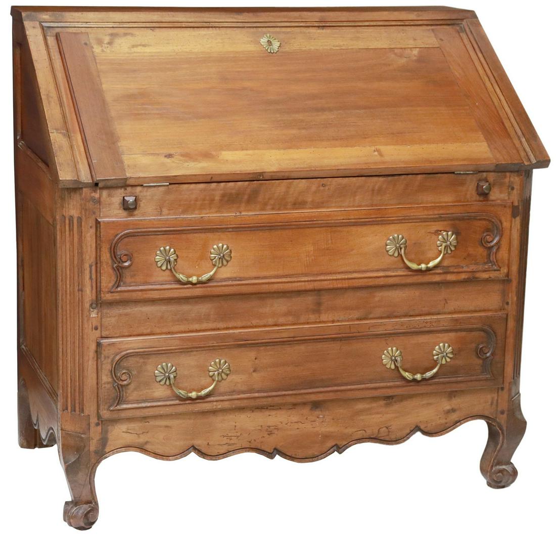 FRENCH LOUIS XV STYLE WALNUT SLANT FRONT DESK (1 of 6)