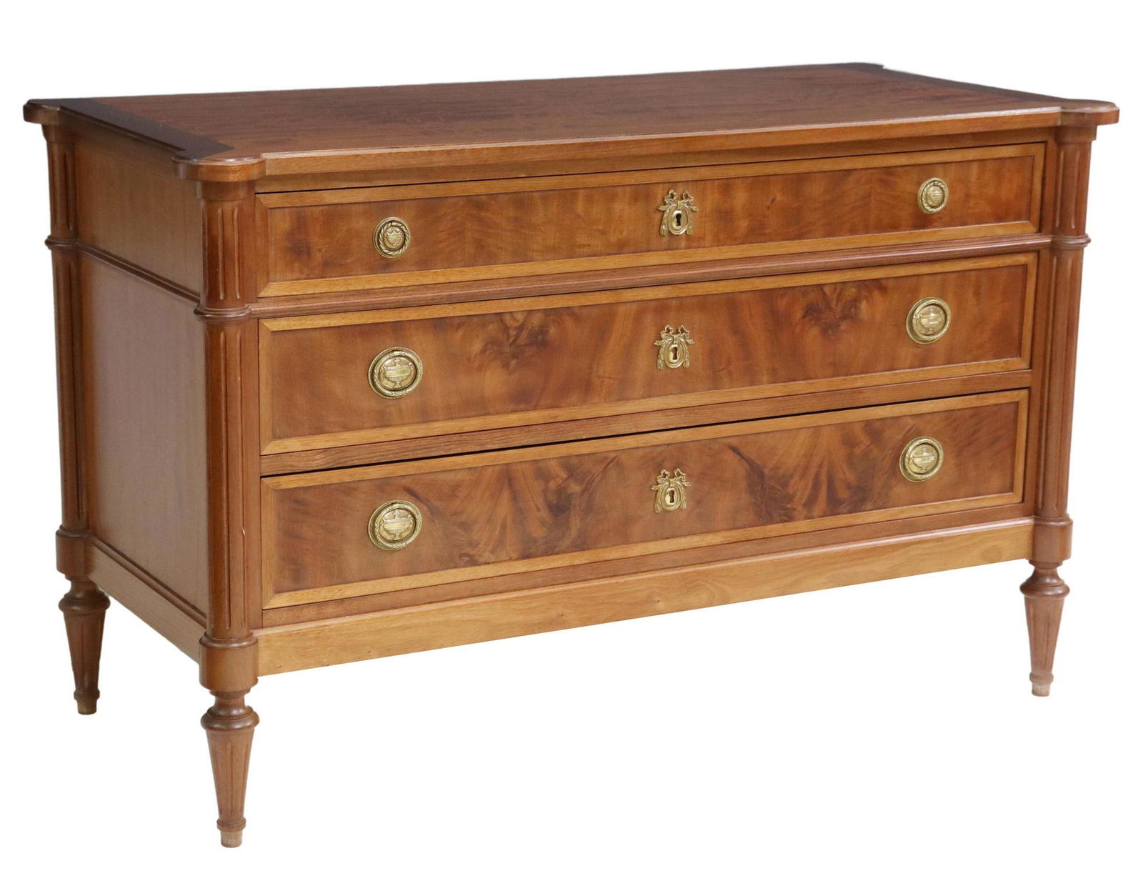 FRENCH LOUIS XVI STYLE MAHOGANY 3-DRAWER COMMODE (1 of 5)