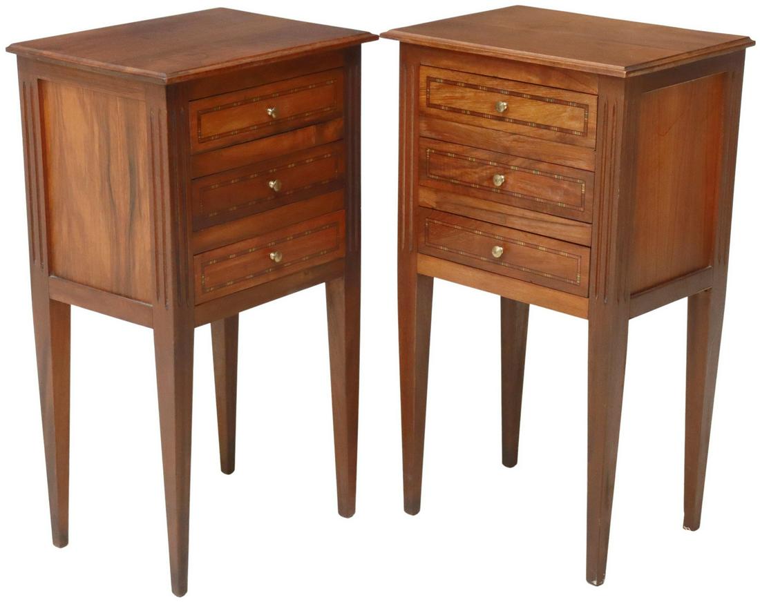 2) FRENCH LOUIS XVI STYLE STRING INLAY NIGHTSTANDS (1 of 5)