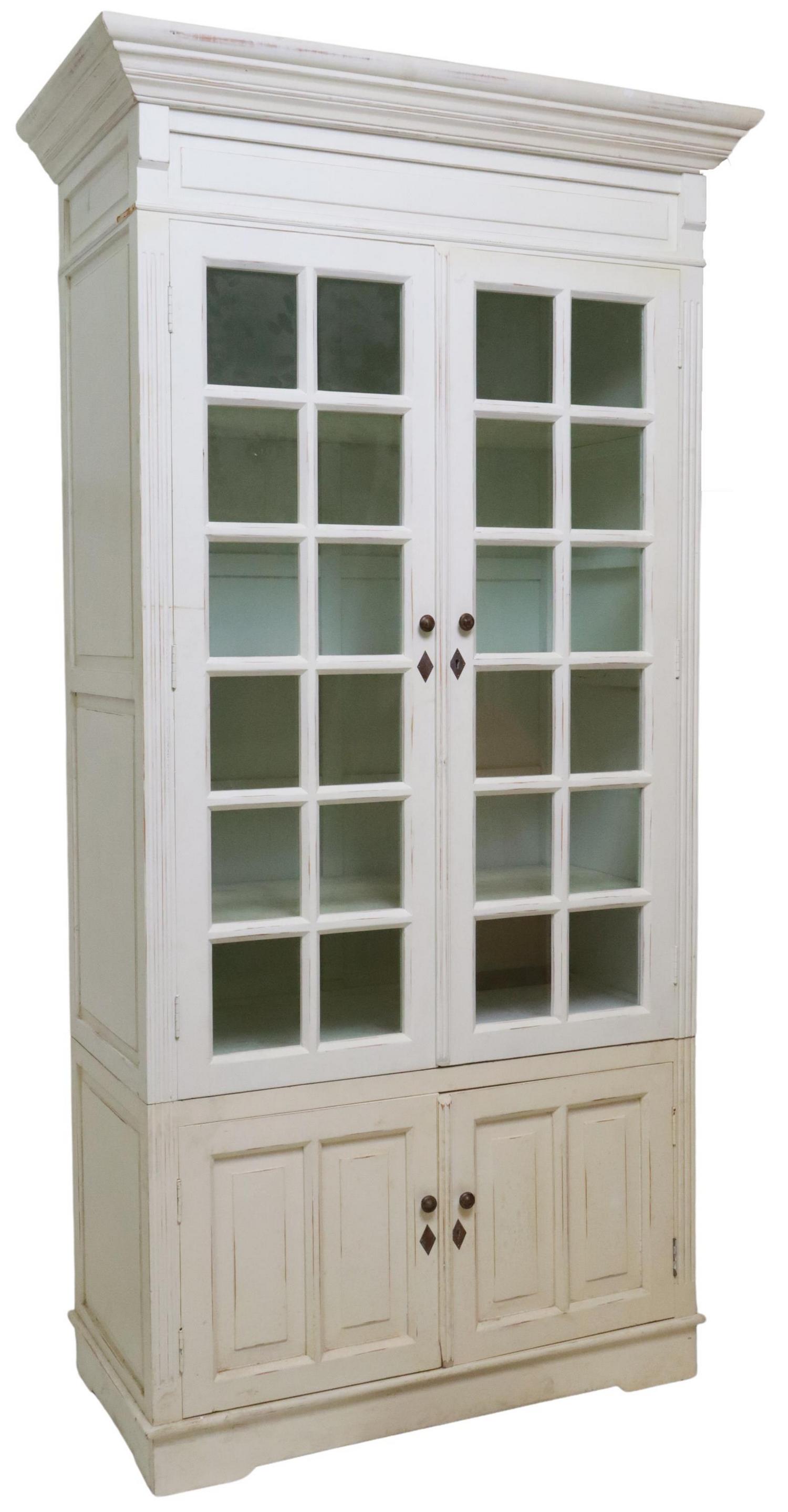 FRENCH WHITE PAINTED GLAZED DOOR BOOKCASE (1 of 4)