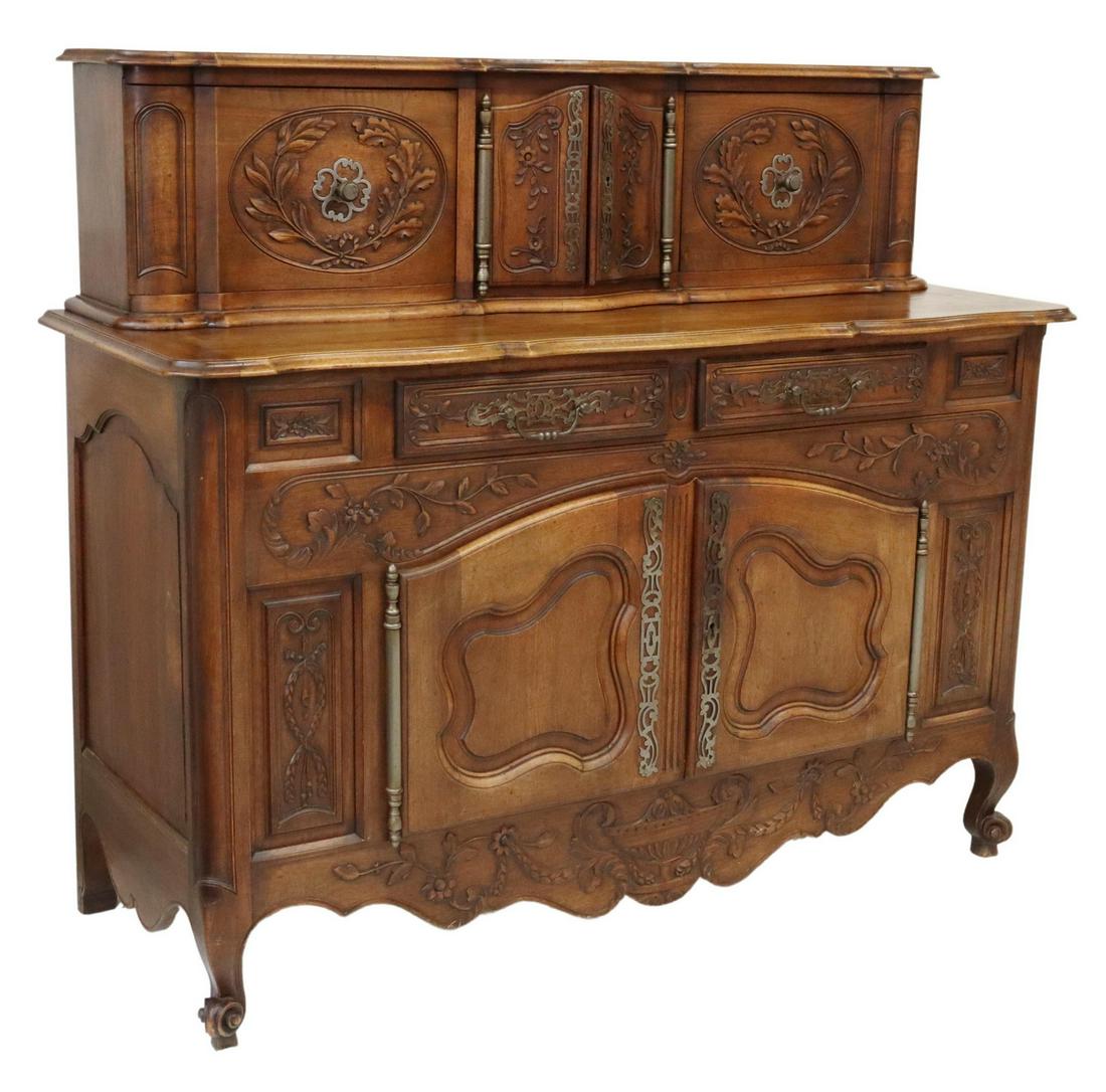 FRENCH PROVINCIAL CARVED WALNUT SIDEBOARD (1 of 6)