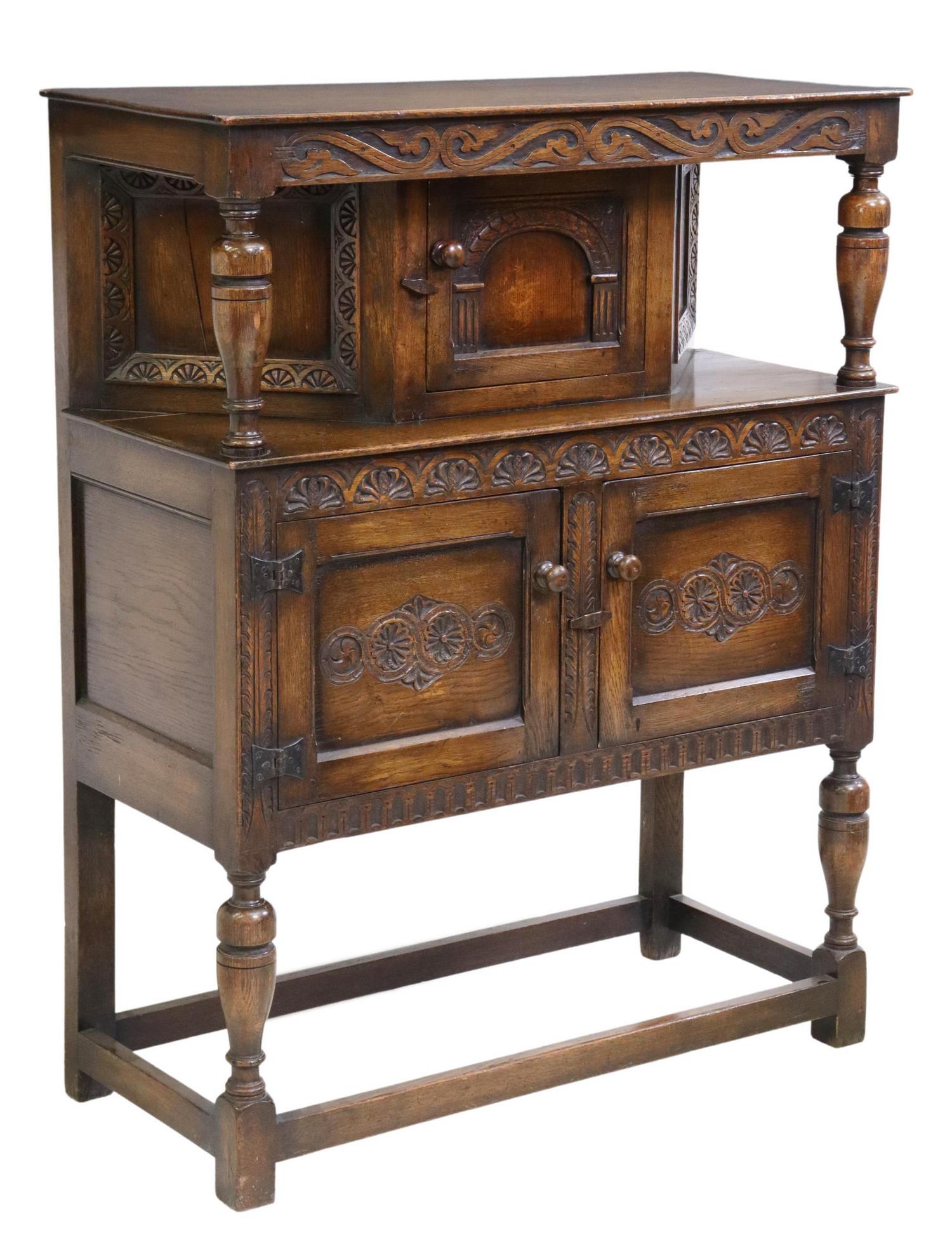 ENGLISH JACOBEAN STYLE CARVED OAK CABINET (1 of 5)