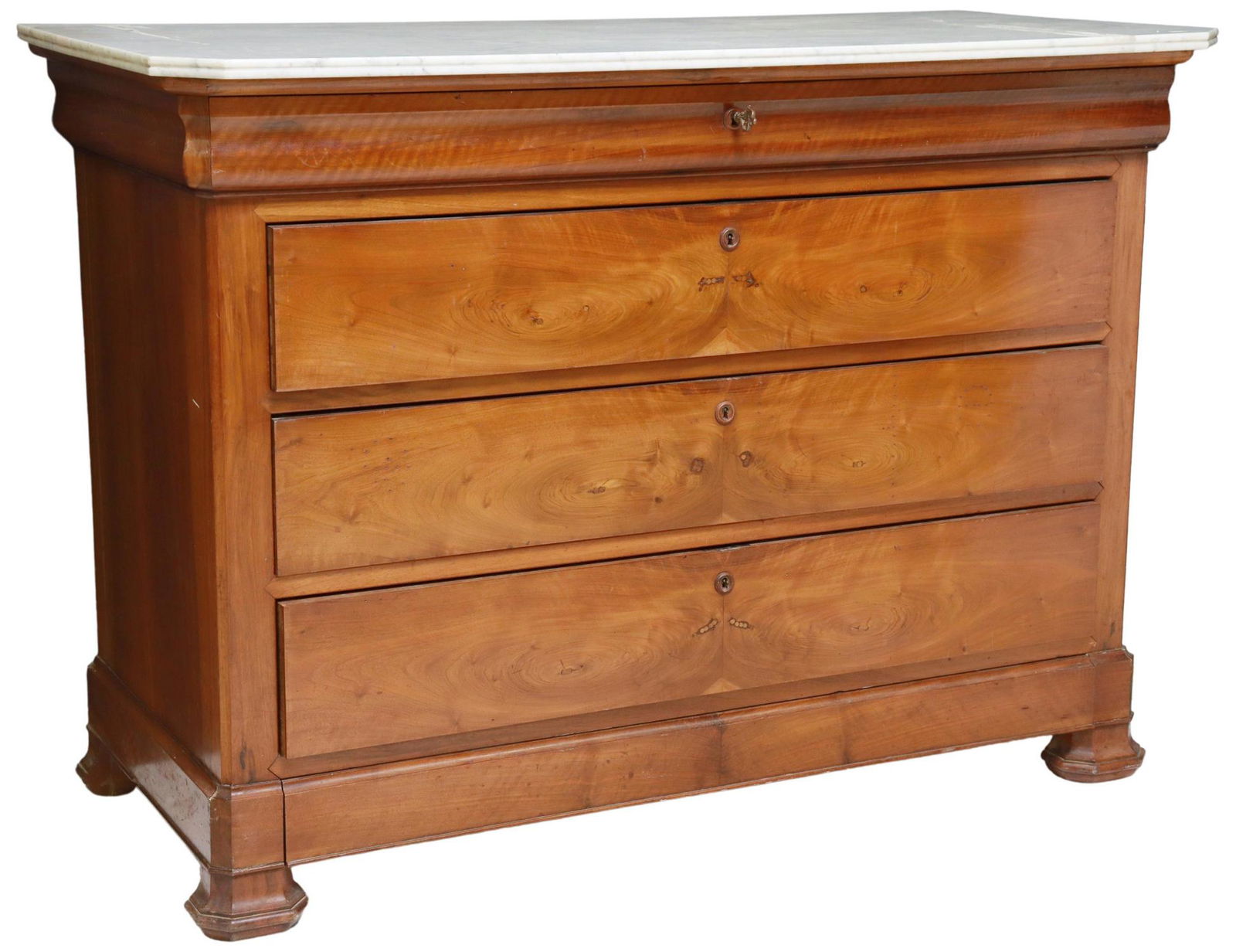 FRENCH LOUIS PHILIPPE MARBLE-TOP WALNUT COMMODE (1 of 5)