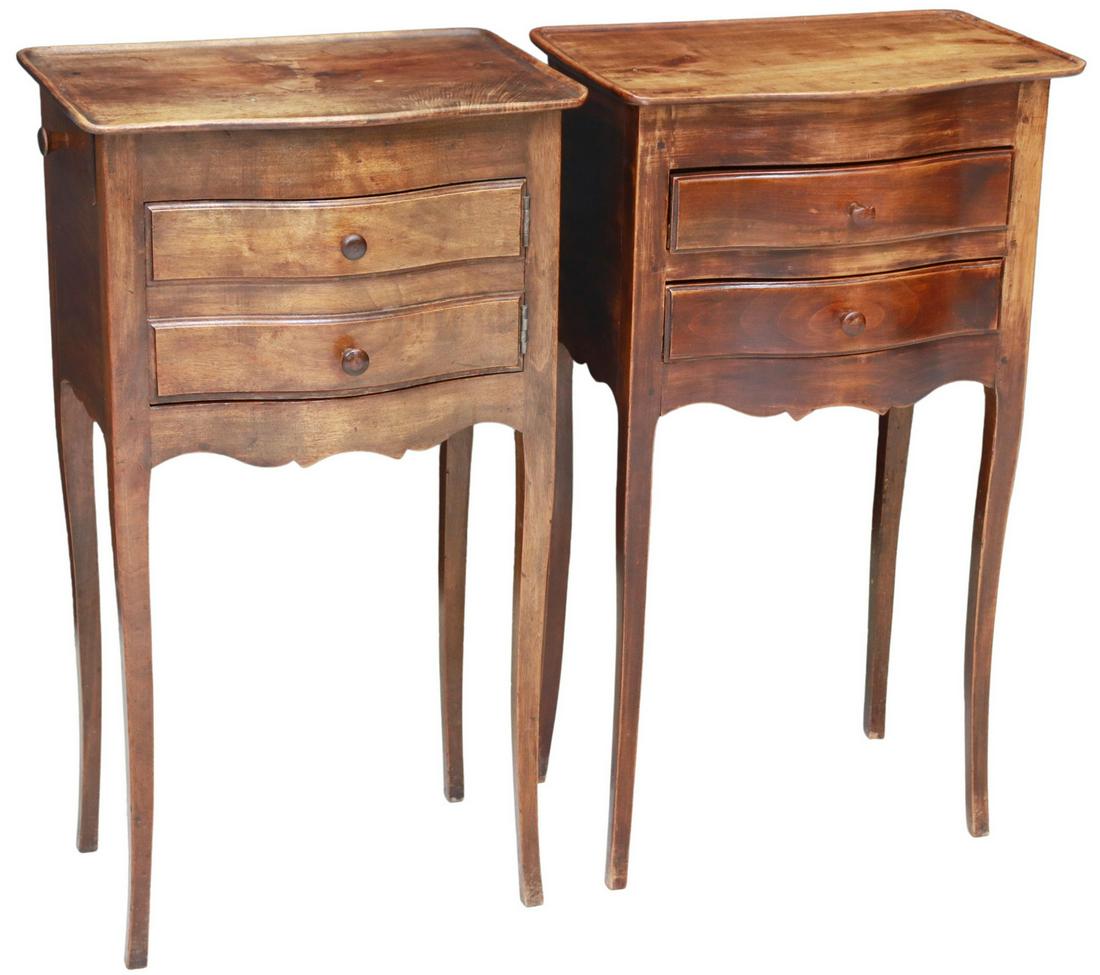 (2) FRENCH LOUIS XV STYLE WALNUT NIGHTSTANDS (1 of 6)